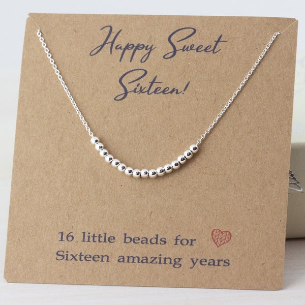 Sweet 16 gift, Sterling Silver 16th Birthday Necklace, Gift Necklace for 16 year old Girl