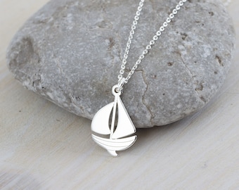 Sailboat Necklace, Sterling Silver Boat Necklace, Sailor Necklace Gift, Dainty Sailing Necklace Gift for Women