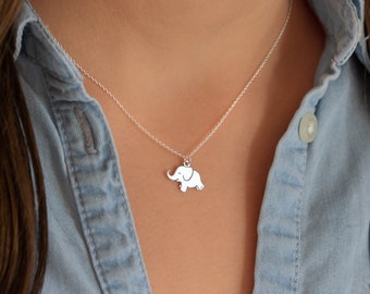 Elephant Necklace, Sterling Silver Lucky Necklace with Cute Elephant Pendant on Delicate yet Strong Chain