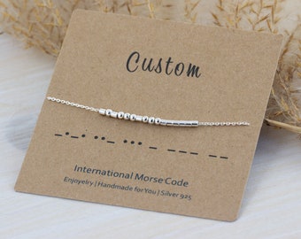 Morse-Code-Armband, benutzerdefinierte Namen Armband, Sterling Silber Schmuck, personalisiertes Geschenk für Brautjungfer