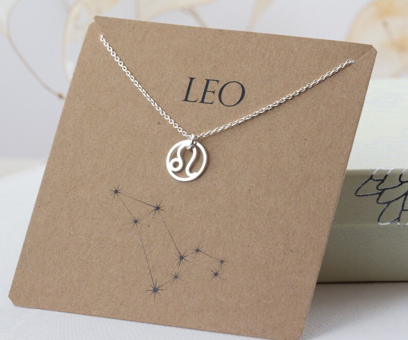 Leo Necklace Sterling Silver Zodiac Necklace Leo Birthday Gift