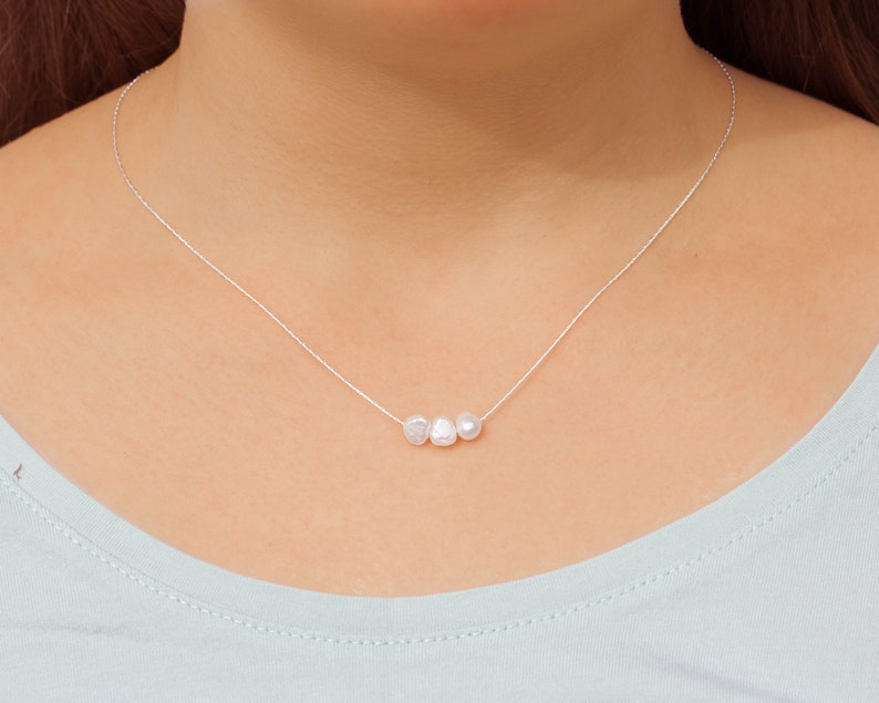Delicate Wedding Necklace Thin Chain Pearl Necklace Minimalist Pearl Necklace Sterling Silver Freshwater Pearl Necklace Pearl Necklace