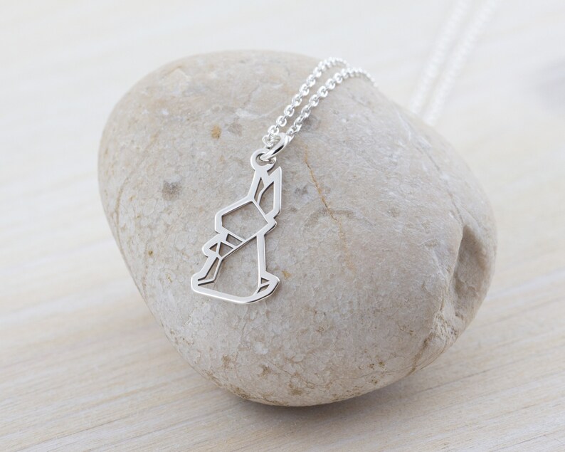 Bunny Necklace Rabbit Lover Gift Origami Jewelry Simple Dainty Necklace Sterling Silver Origami Rabbit Pendant