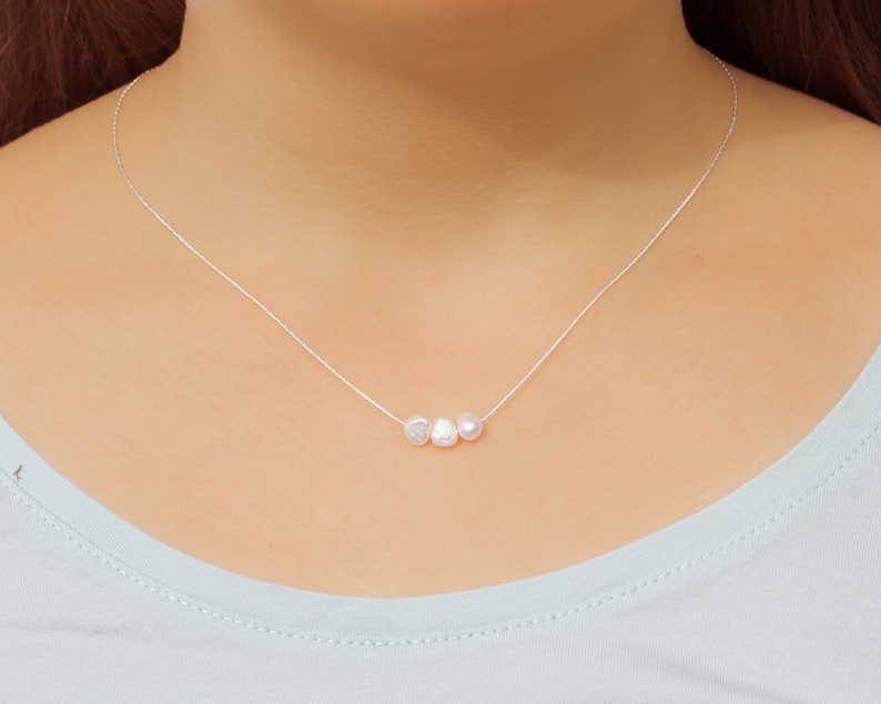 Delicate Wedding Necklace Thin Chain Pearl Necklace Minimalist Pearl Necklace Sterling Silver Freshwater Pearl Necklace Pearl Necklace