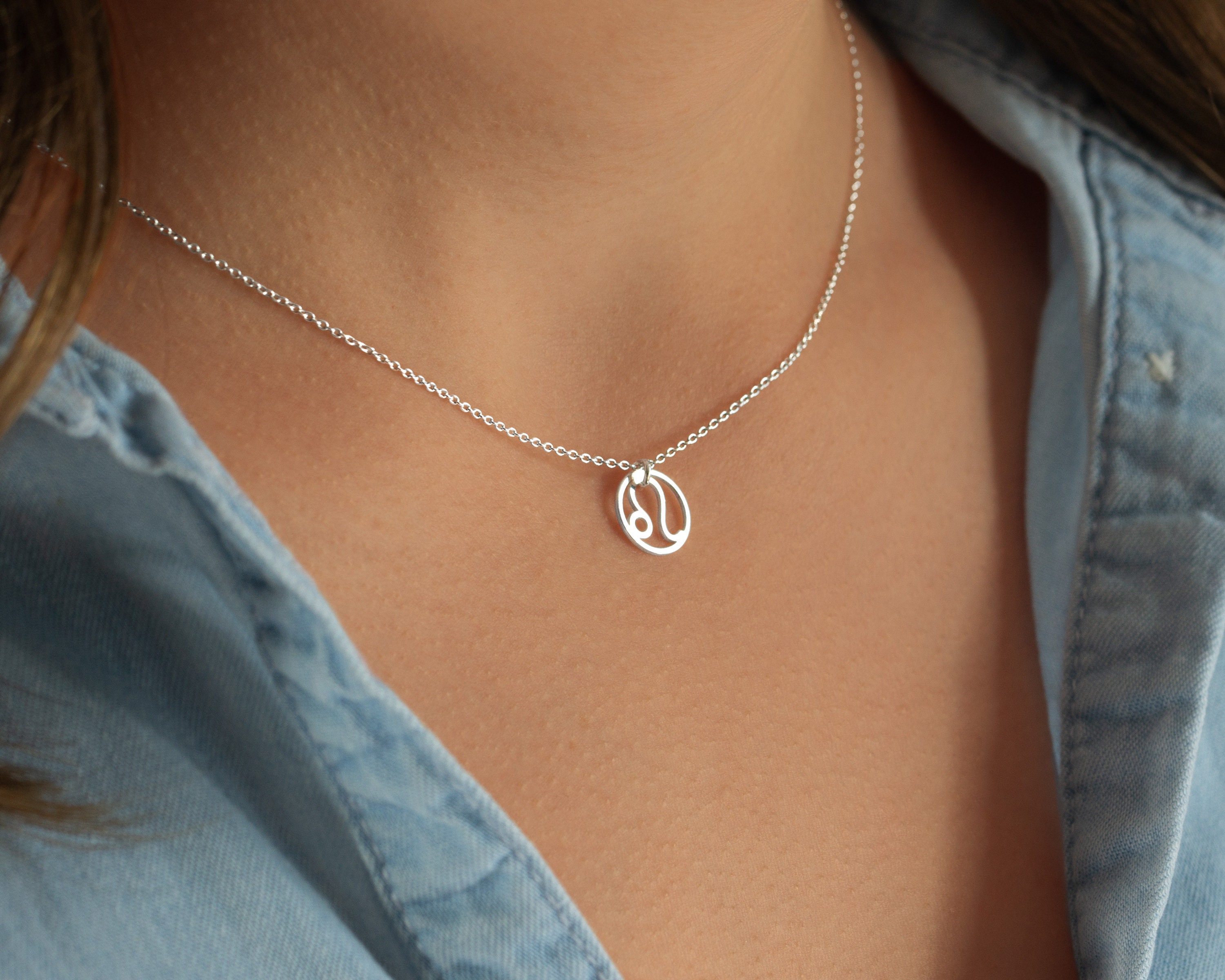 Silver Leo Zodiac Necklace Leo Necklace, Sterling Silver Zodiac