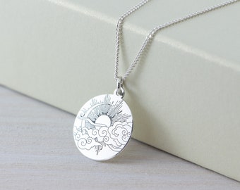 Sun and Moon Necklace, Sterling Silver Celestial Necklace, Best Friends Gift, Mother Nature