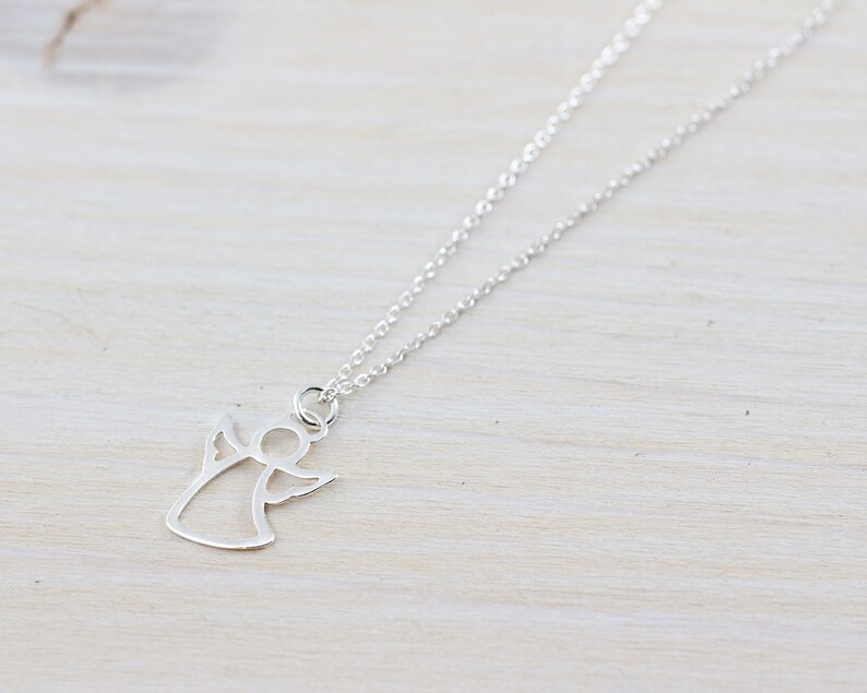 SILVER ROSE QUARTZ GUARDIAN ANGEL NECKLACE main image 1