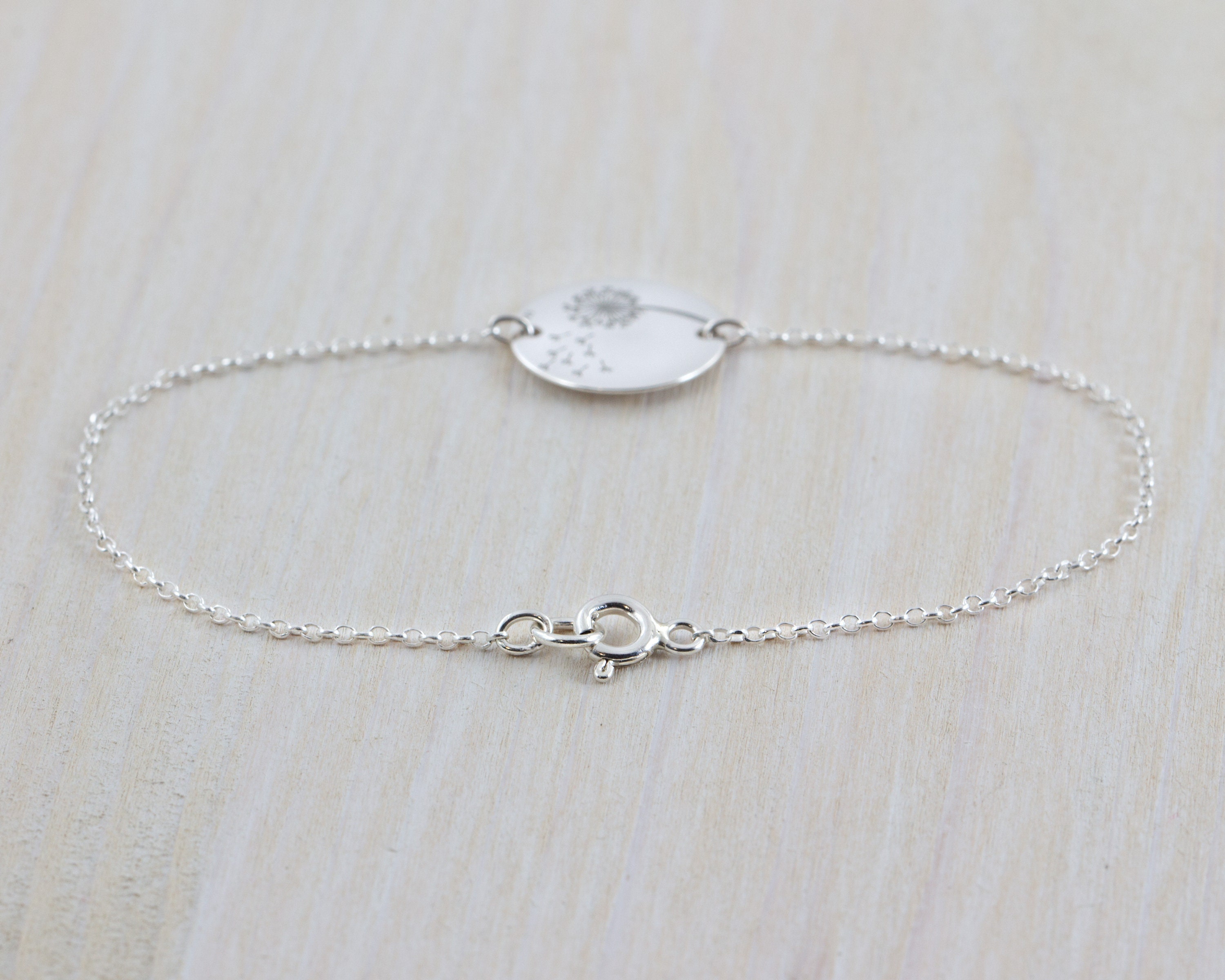 Sterling Silver Dandelion Bracelet Wish bracelet for Women Etsy