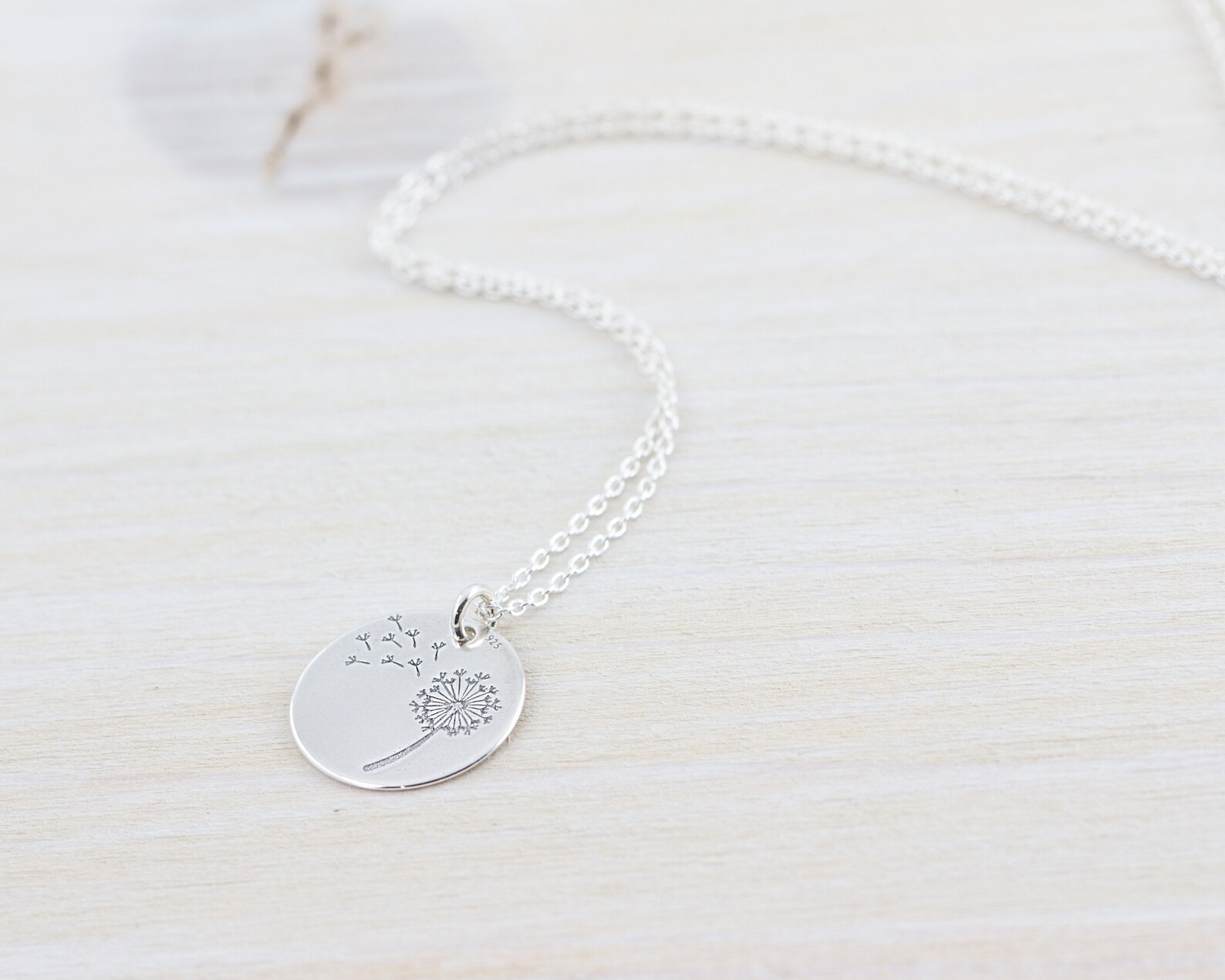 Dandelion Necklace Sterling Silver Make a Wish Necklace Etsy