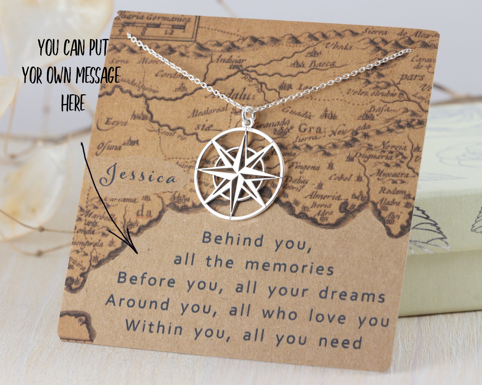 Compass Necklace Graduation Gift Necklace With Compass Rose Etsy
