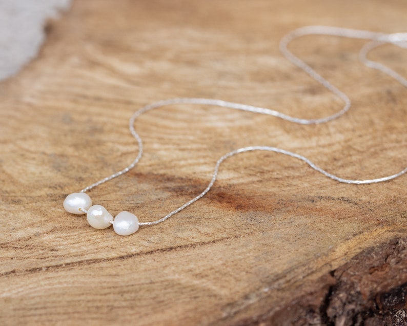 Delicate Wedding Necklace Thin Chain Pearl Necklace Minimalist Pearl Necklace Sterling Silver Freshwater Pearl Necklace Pearl Necklace