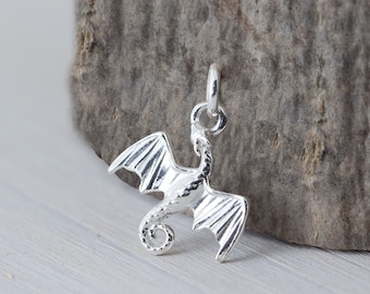 Dragon Pendant, Tiny Dragon Charm, Silver Dragon Pendant, Small Dragon Pendant for Women, Cute and Dainty Dragon
