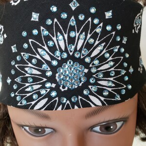 Premier Line-red Eclipse Swarovski Crystals on Black Bandana