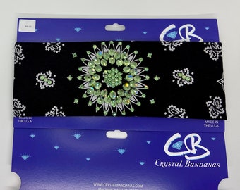 Premier Line of Crystal Bandanas. Triple small leaf Peridot Austrian Crystals. There are 36 of the small leaf Austrian Crystals.