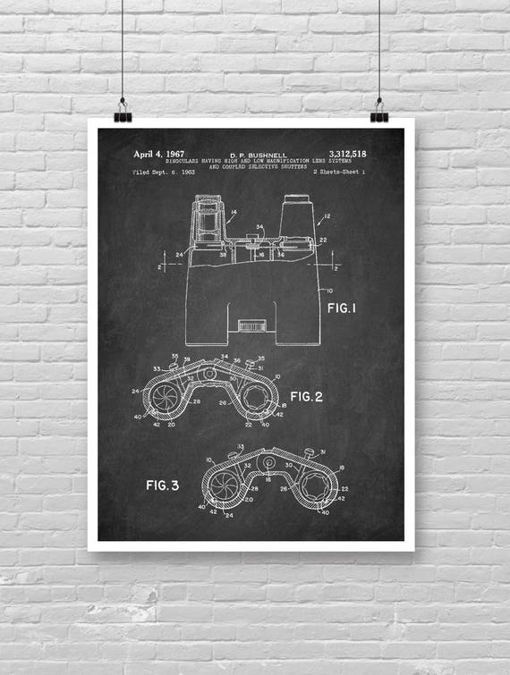 Bushnell Lornetka Print Patent Niebieski Print Rysunek Techniczny Tablica Fryzjer Lornetka Art Patent Kraft Paper Rysunek Art 12