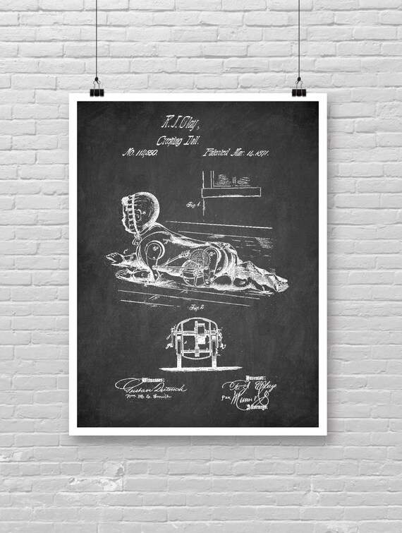 Doll Print Patent Niebieski Print Art Rysunek Techniczny Tablica Lalka Art Toy Art Zabawka Patent Kraft Papieru Line Art Rysunek 1871 7