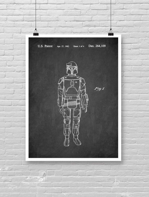 Star Wars Boba Fett Patent Print Chalkboard