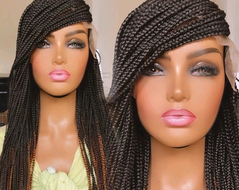 READY TO SHIP*Ombre Off Black Multi Braided Wig Lace Frontal  Small Cornrow Braids Wig 22”