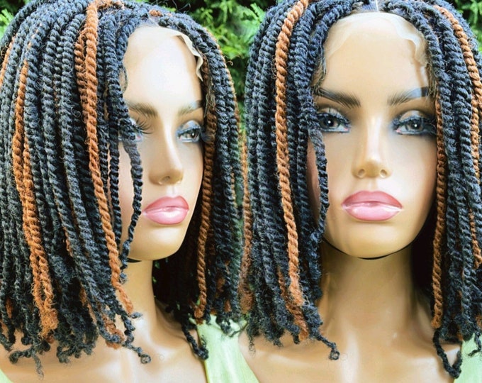 READY TO SHIP*Kinky twists wig synthetic braided wig closure wig