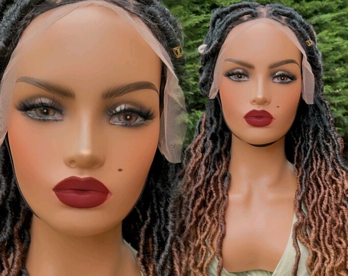 READY TO SHIP*Gypsy Locs Wig Lace Front Braided Wig Ombre Faux Locs Wig