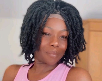 READY TO SHIP*Black kinky twists wig braided closure