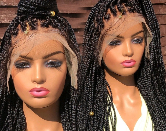 PREORDER*Braided Wig Small Knotless Braids Wig Human Hair Frontal Braided Wig 26”