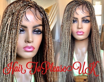 PREORDER*Blonde Golden Brown Mix Box Braids Braided Wig Micro Hand made Lace Part