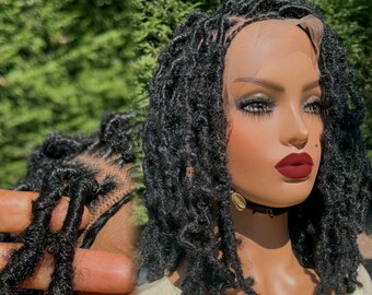PREORDER*Black Butterfly Locs Wig Braided Lace Front Braid Wig 12"