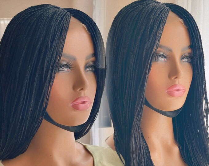 READY TO SHIP* Synthetic Wig Jet Black Micro Braids Wig Braided Wig