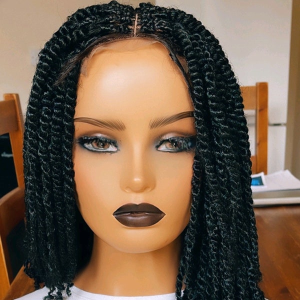 PREORDER*Black twists wig braided wig closure wig