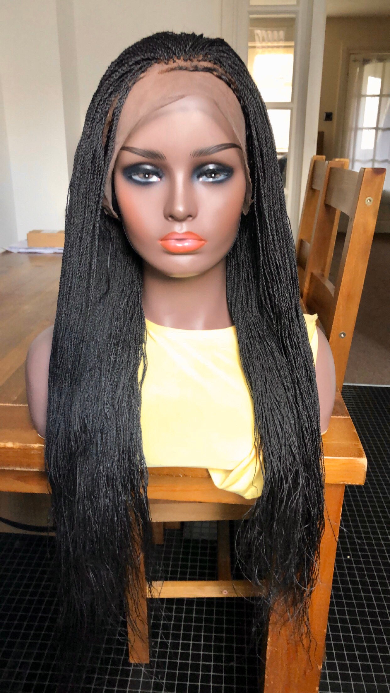 Ready To Ship Human Hair Lace Braided Wig Micro Needle Twists Wig