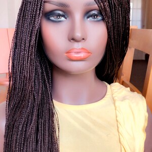 PREORDERMicro Braids Brown Box Braids Braided Wig Braids Wig Hand made Lace Side Part Wig Braided wig image 4