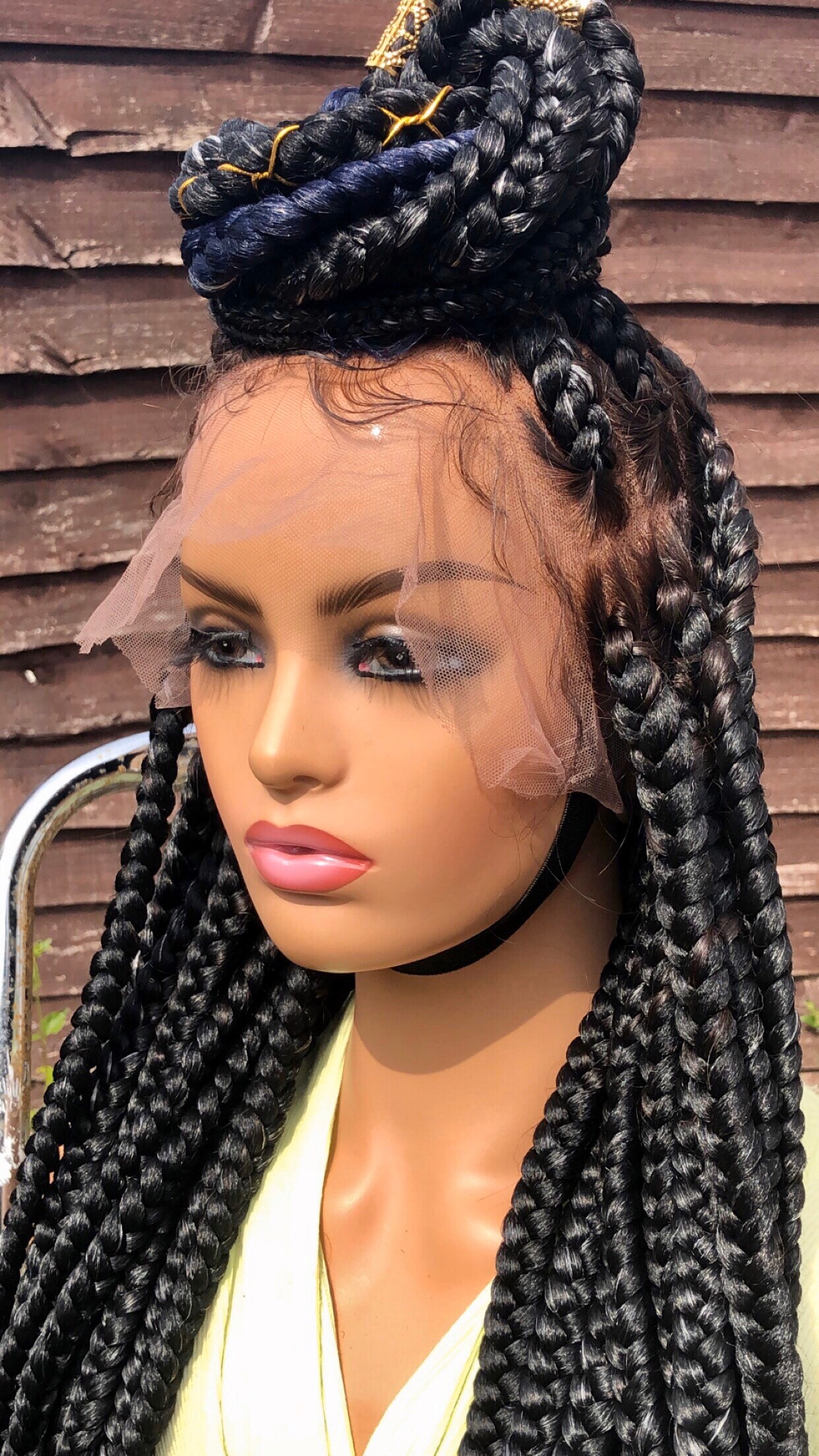 Preorder*braided Wig Jumbo Braids Wig Black Human Hair Wig 38 ...