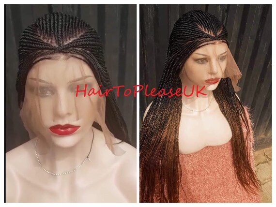 Braided Wig Cornrows Ombre Human Hair Frontal Braid Wig Etsy