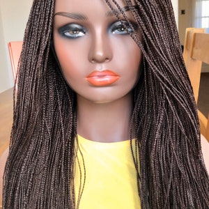 PREORDERMicro Braids Brown Box Braids Braided Wig Braids Wig Hand made Lace Side Part Wig Braided wig image 7