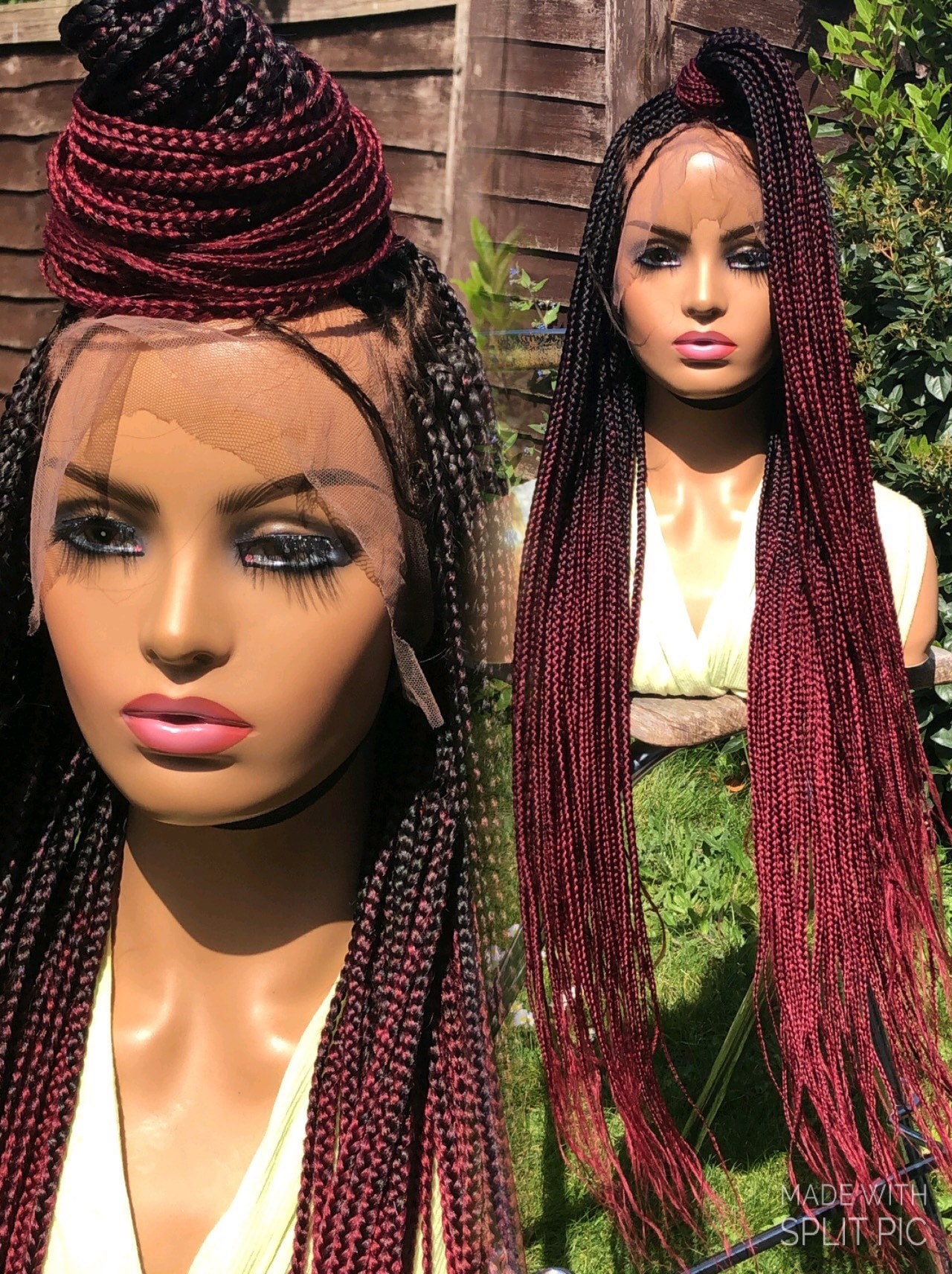 Ombré Burgundy Knotless Braids  Ombre burgundy, Braids, Braided