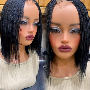 READY TO SHIP* Braided Wig Jet Black Closure Short Micro Twists