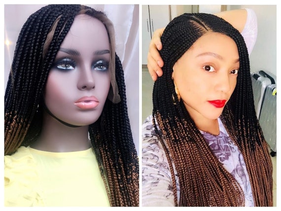 Ombre Braided Wig Tribal Braids Lace Frontal Cornrow Braid 