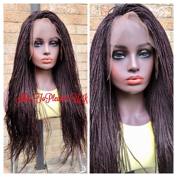 Micro Braids Brown Mix Box Braids Braided Wig Micro Braids Wig Etsy