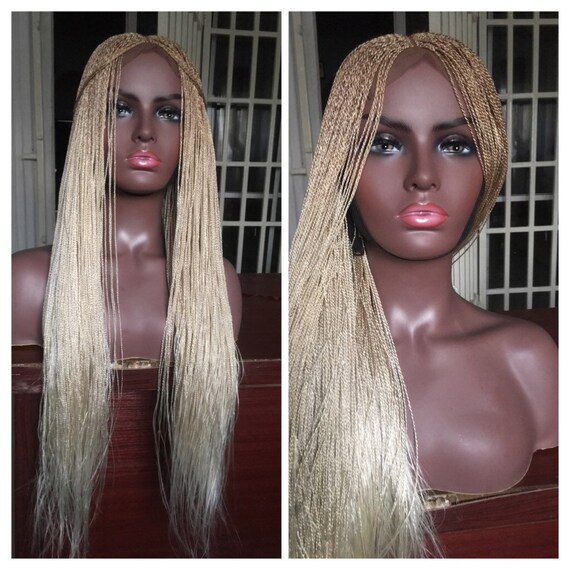 Blonde Micro Needle Twists Braided Wig Braids Wig Million Etsy