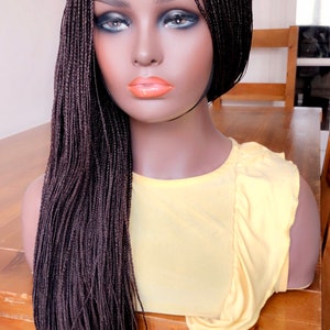 PREORDERMicro Braids Brown Box Braids Braided Wig Braids Wig Hand made Lace Side Part Wig Braided wig image 3