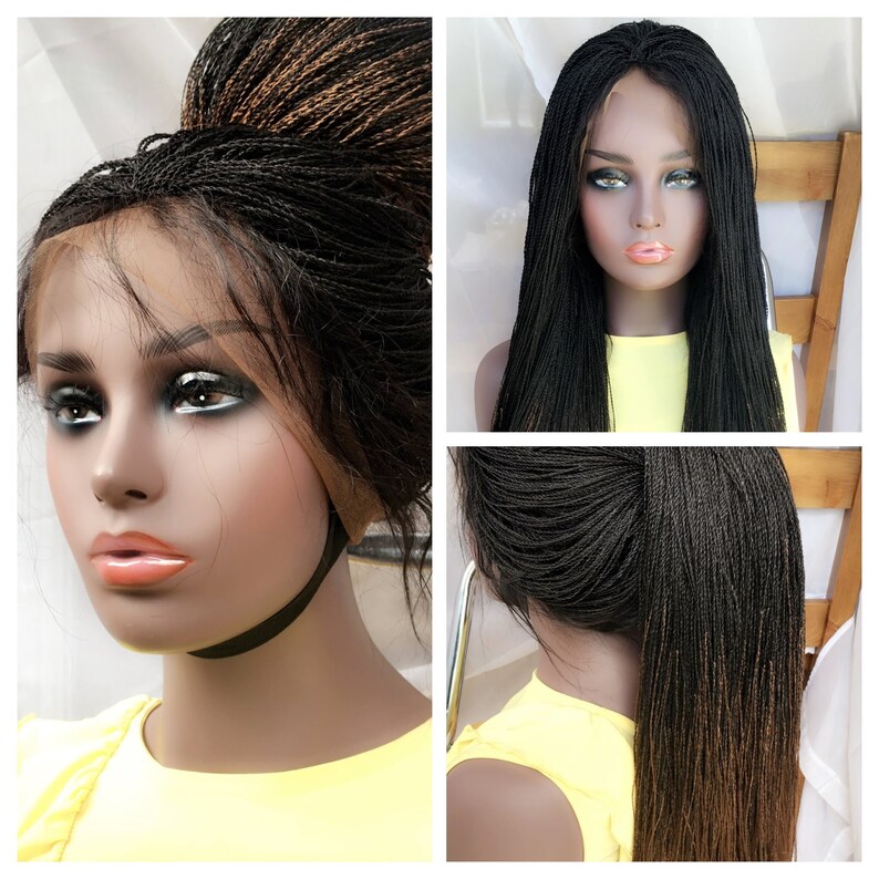 Black Golden Brown Ombre Micro Needle Frontal Twists Wig Human Etsy