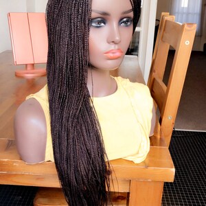 PREORDERMicro Braids Brown Box Braids Braided Wig Braids Wig Hand made Lace Side Part Wig Braided wig image 5