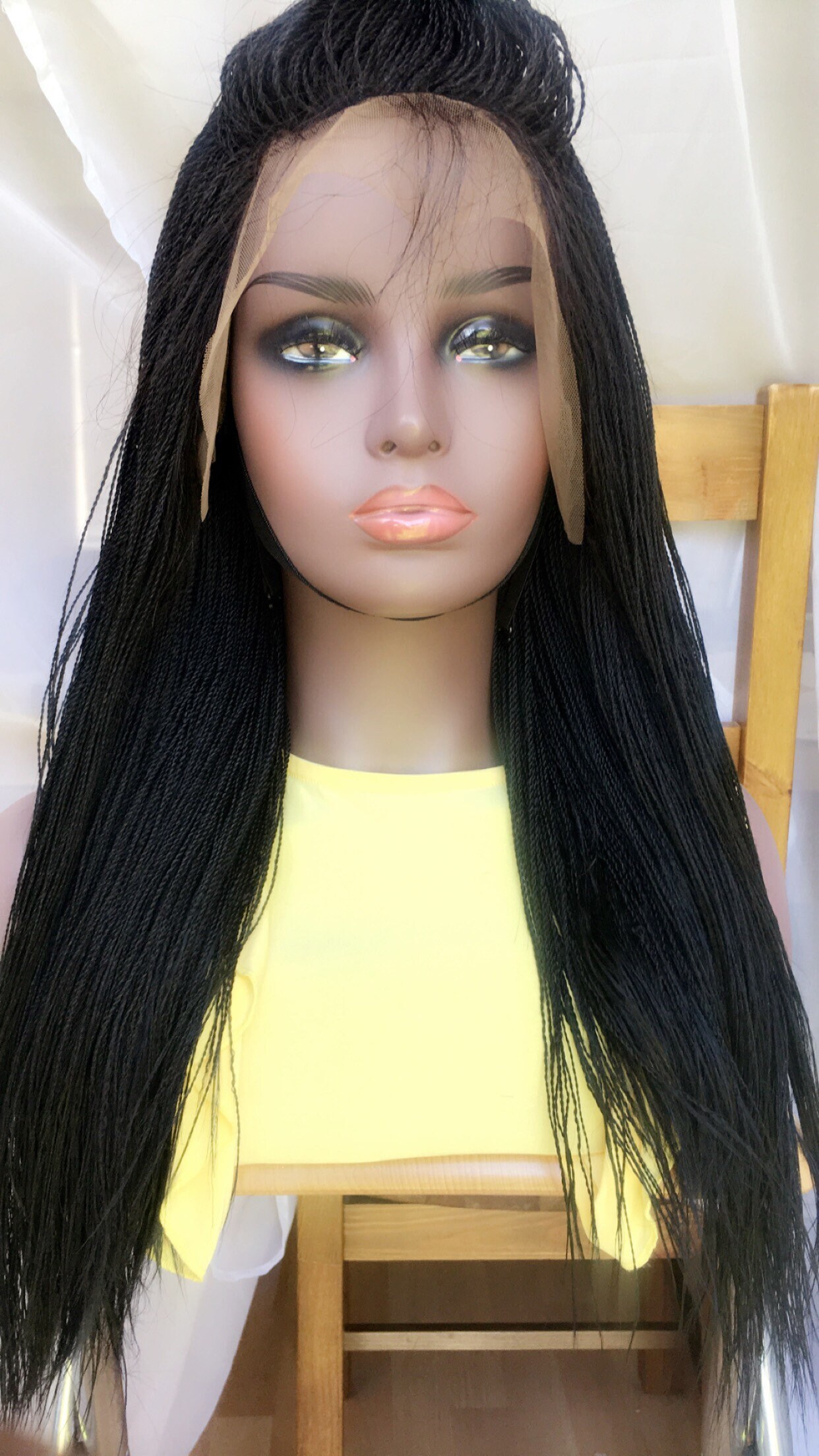 Jet Black Micro Twists Million Braided Wig Braids Wig Human Hair