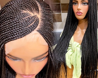 PREORDER*Braided Wig Lace Closure Cornrow Small Off Black Braids 30”