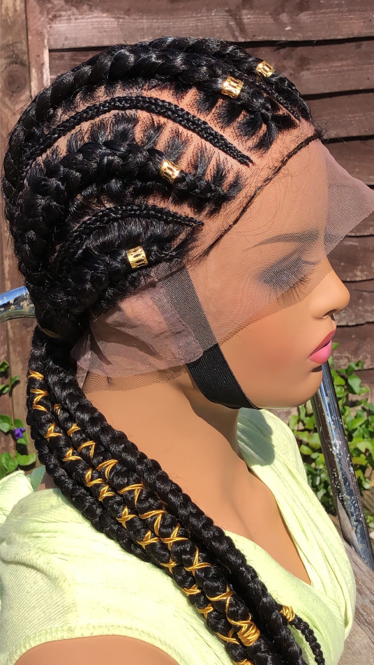 Preorderblack Stitch Braids Cornrows Full Lace Braided Wig Etsy