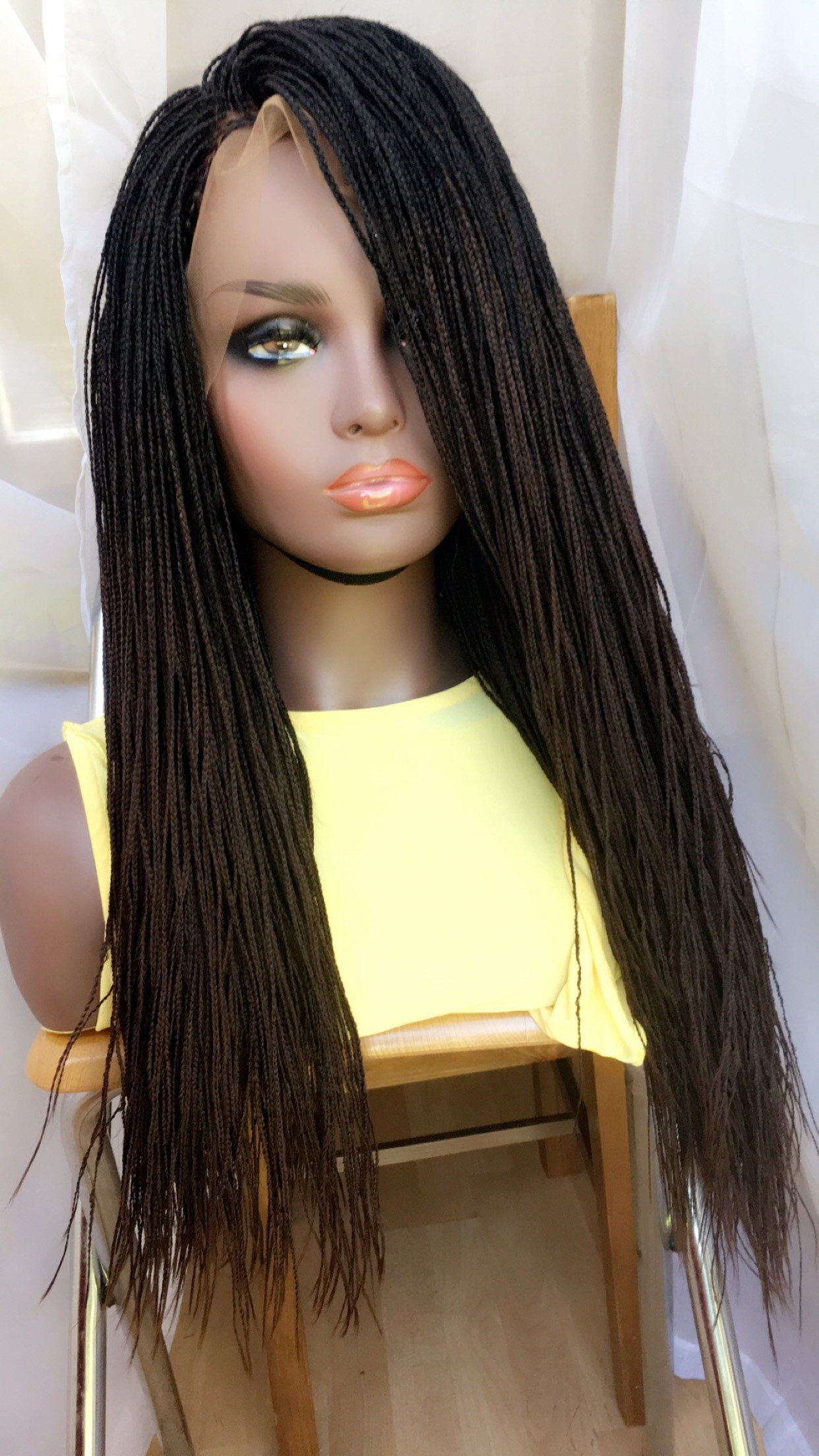 Ombre Micro Braids Black Brown Box Braids Braided Wig Micro Braids