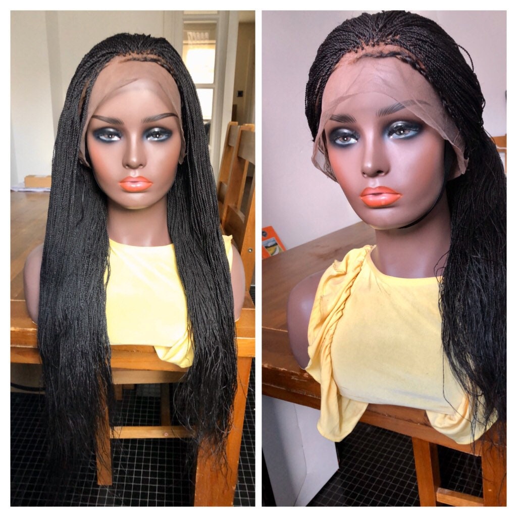 Ready To Ship Human Hair Lace Braided Wig Micro Needle Twists Wig