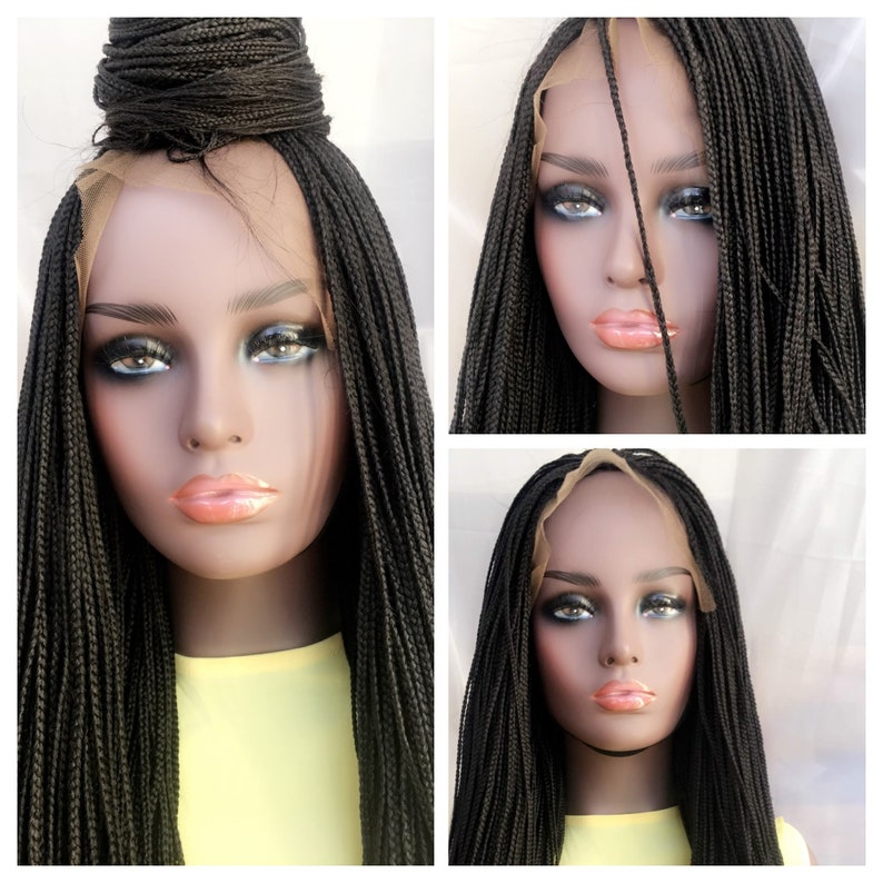 Micro Braids Braided Wig Box Braids Wig Human Hair Frontal Etsy
