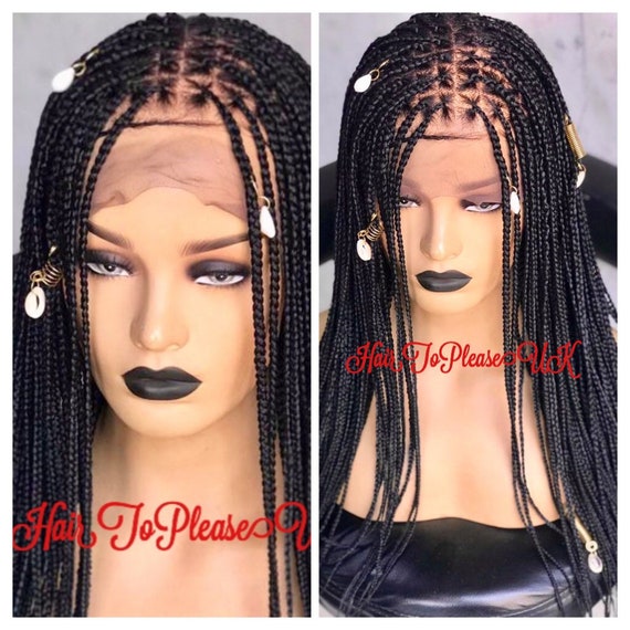Knotless Braids Full Lace Braided Wig Human Hair Wig Etsy